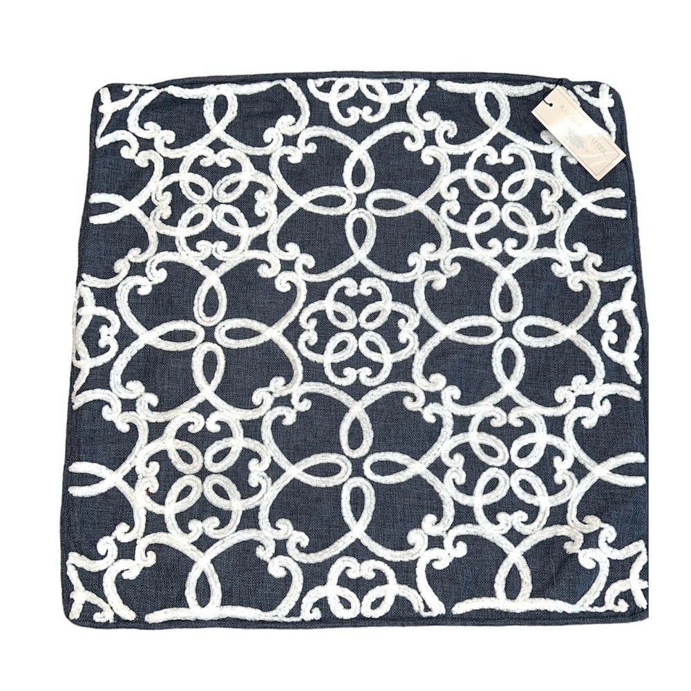 Raymond waites zip pillow cover for 20”x20” throw pillow navy white